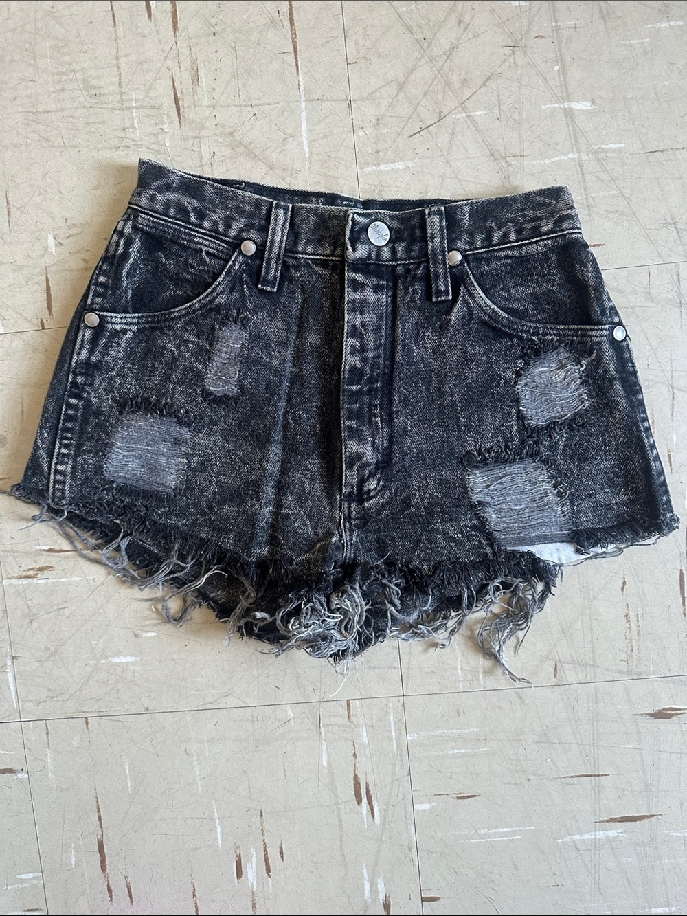 Wrangler Black Distressed Jean Shorts
